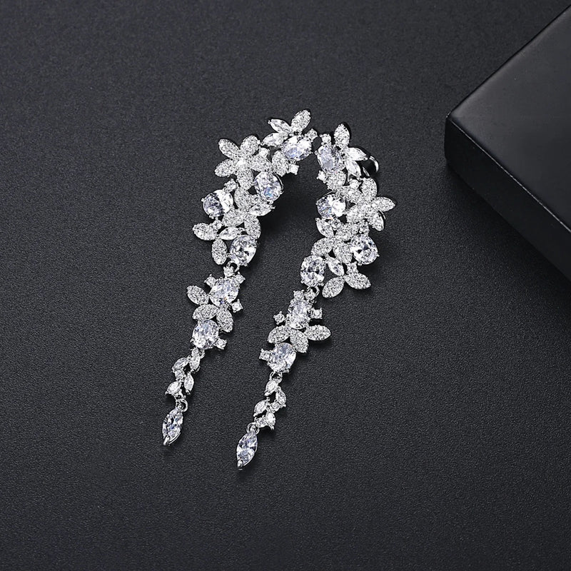 Statement earrings, party earrings, silver earrings, drop earrings, wedding earrings, going out earrings, sparkling earrings