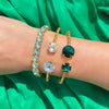 Green bracelet, swarovski bracelet, gold bracelet, emerald bracelet