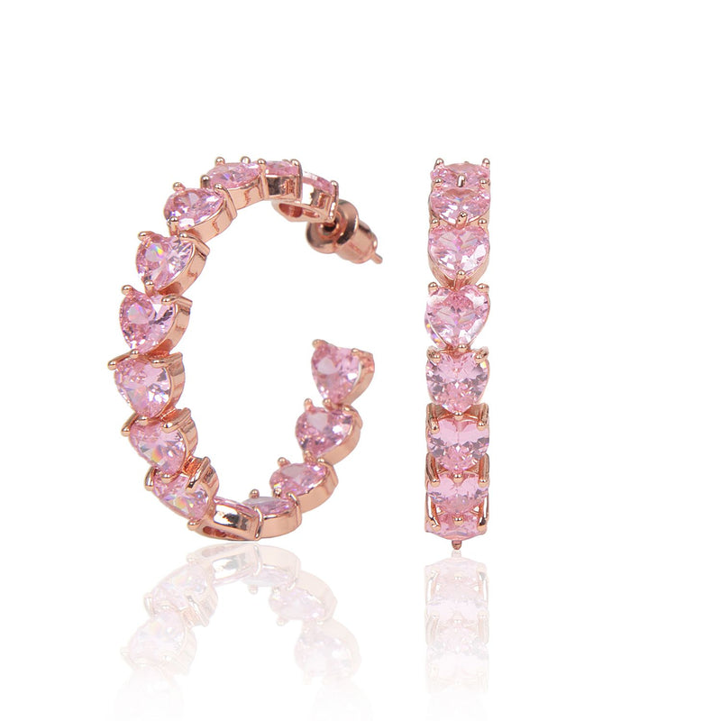 Loveheart Crystal Hoop Earrings | Rose Gold | Blush Pink