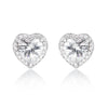 Silver heart stud earrings, Wedding earrings, silver earrings, bridal earrings, bridesmaid earrings, going out earrings, shiny earrings, rhodium earrings, statement earrings