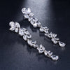 Vine Leaf Long Drop Statement Earrings | Silver