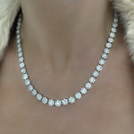 Blossom Flower Crystal Tennis Necklace Set | Silver