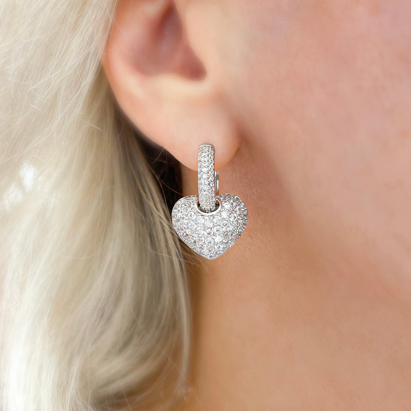 Silver going out earrings, wedding earrings, silver earrings, drop earrings, party earrings, Silver earrings, Wedding earrings, silver earrings, bridal earrings, bridesmaid earrings, going out earrings, shiny earrings, rhodium earrings, statement earrings, heart earrings, huggie hoop