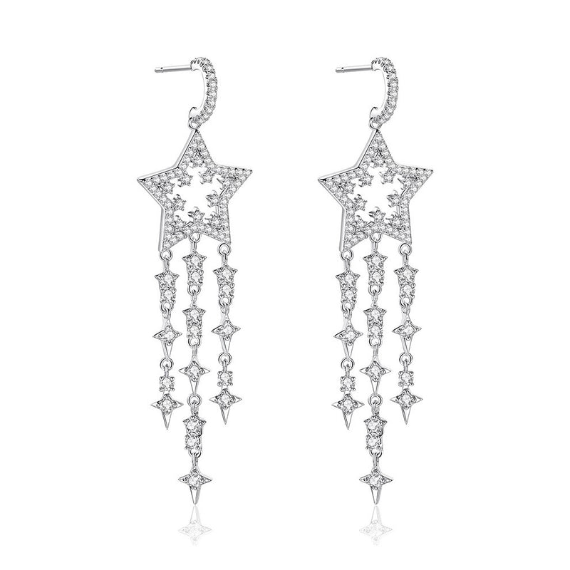 Stardrop Dangle Earrings | Silver