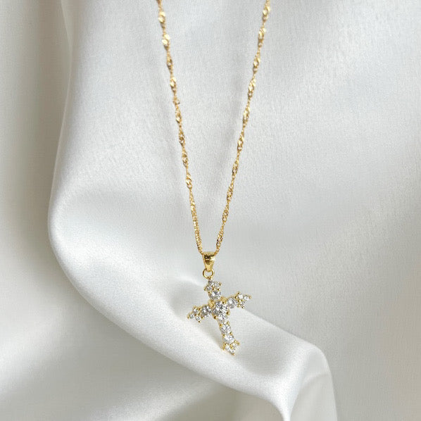"Like A Prayer" Cross Pendant Necklace | Gold